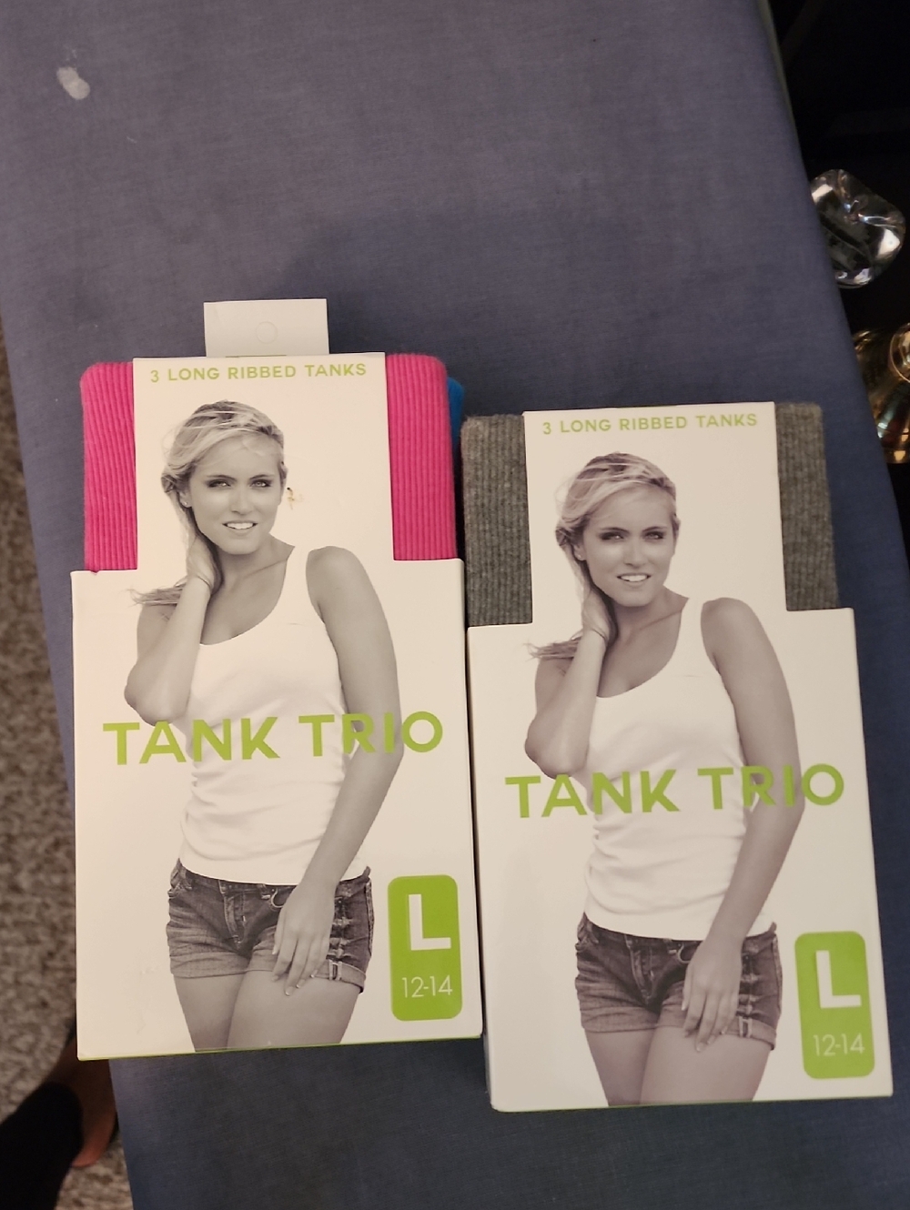 NWT Lot Of 2 Tank Trio Ribbed Tank Tops Size Large (12-14) (3pk Of 6 Tanks)